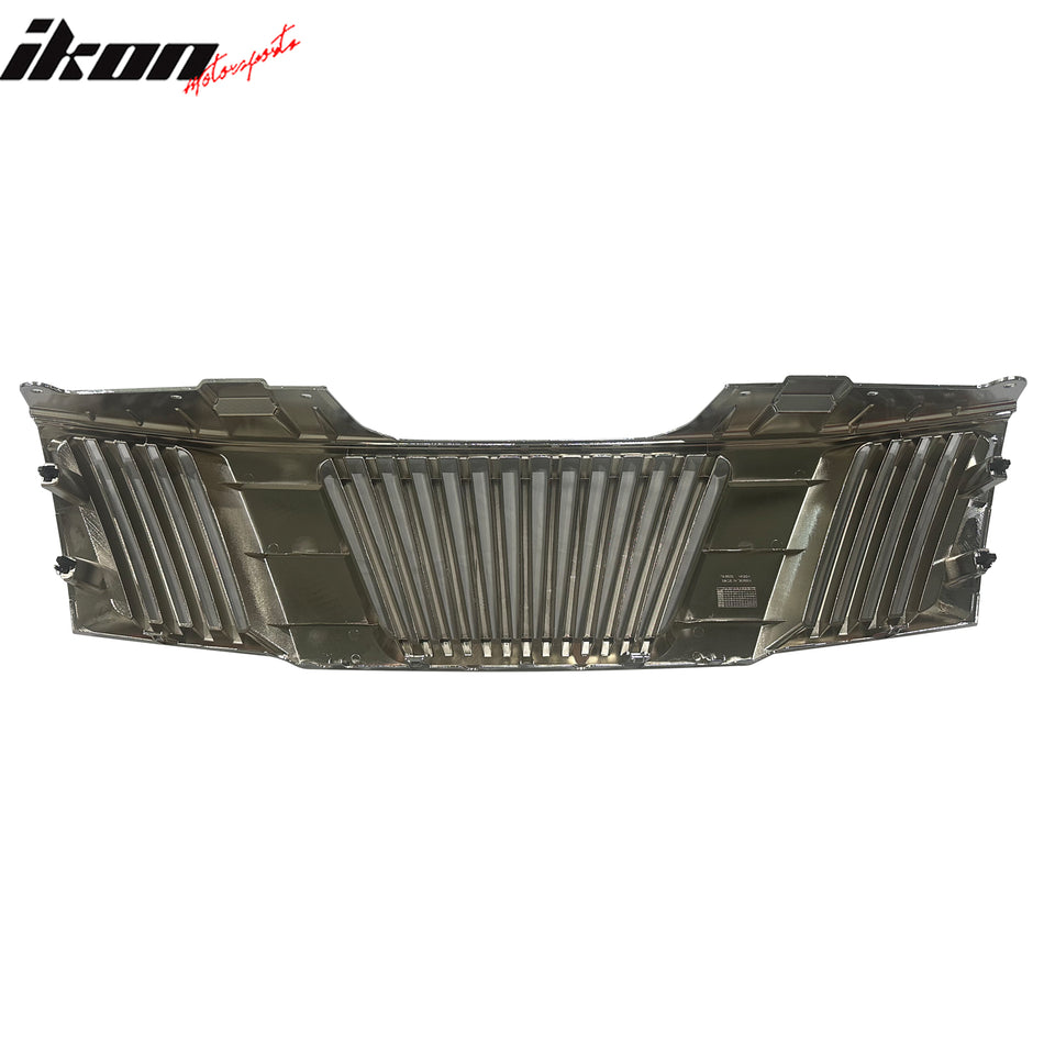 IKON MOTORSPORTS Front Bumper Upper Grille, Compatible with 2005-2008 Nissan Pathfinder, Chrome ABS Plastic Replacement Front Bumper Grill Assembly