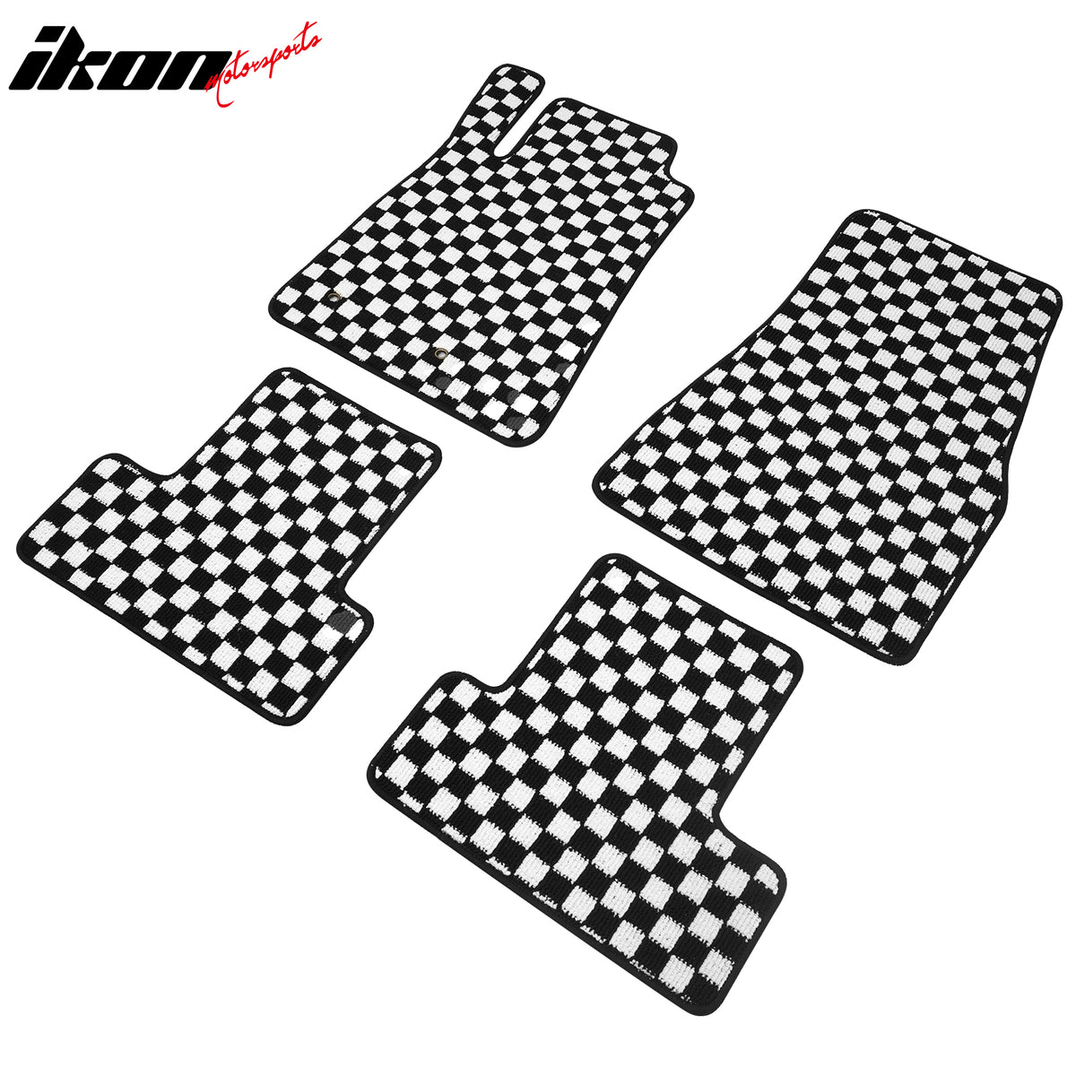 Fits 05-09 Ford Mustang Anti-slip Floor Mats Checkered Carpets Black White Plaid