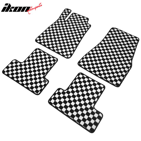 Fits 05-09 Ford Mustang Anti-slip Floor Mats Checkered Carpets Black White Plaid