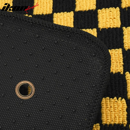 Fits 05-09 Ford Mustang Anti-slip Floor Mats Checkered Carpet Black Yellow Plaid