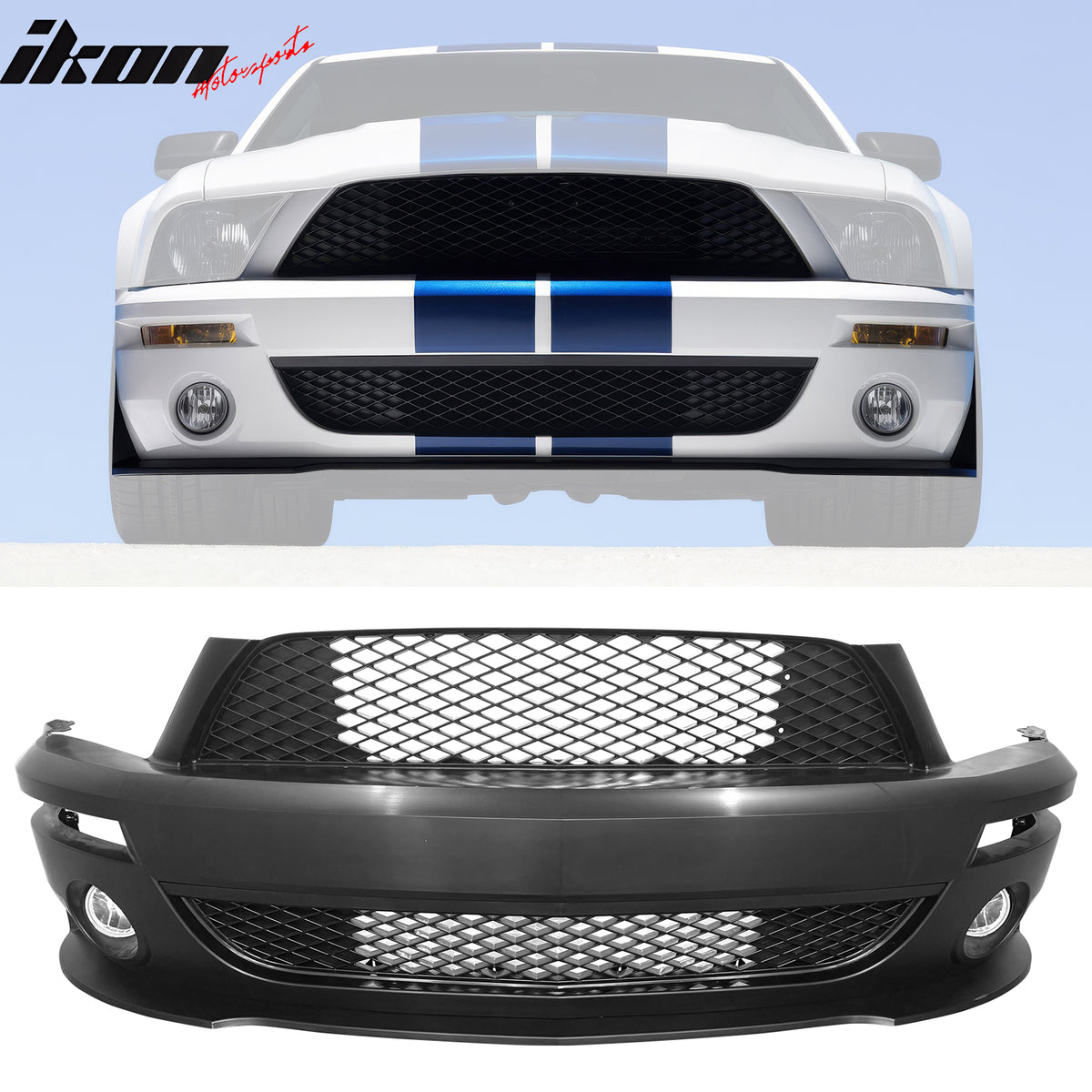 Fits 05-09 Ford Mustang GT V6 Shelby GT500 Front Bumper Conversion W/ Headlights