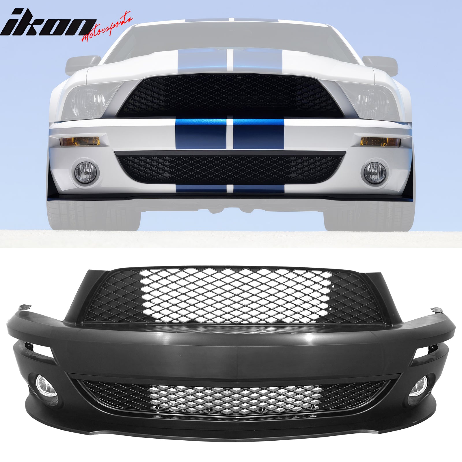 Fits 05-09 Ford Mustang GT V6 Shelby GT500 Front Bumper Conversion W/ Headlights