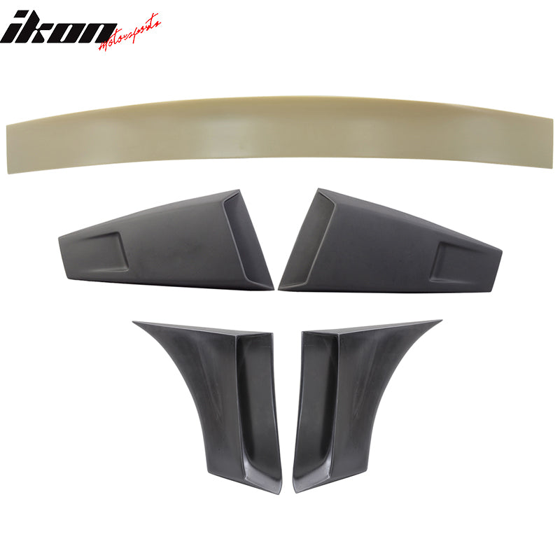 Fits 05-09 Ford Mustang Coupe Roof Spoiler + Side Fender Scoop + Window Louvers