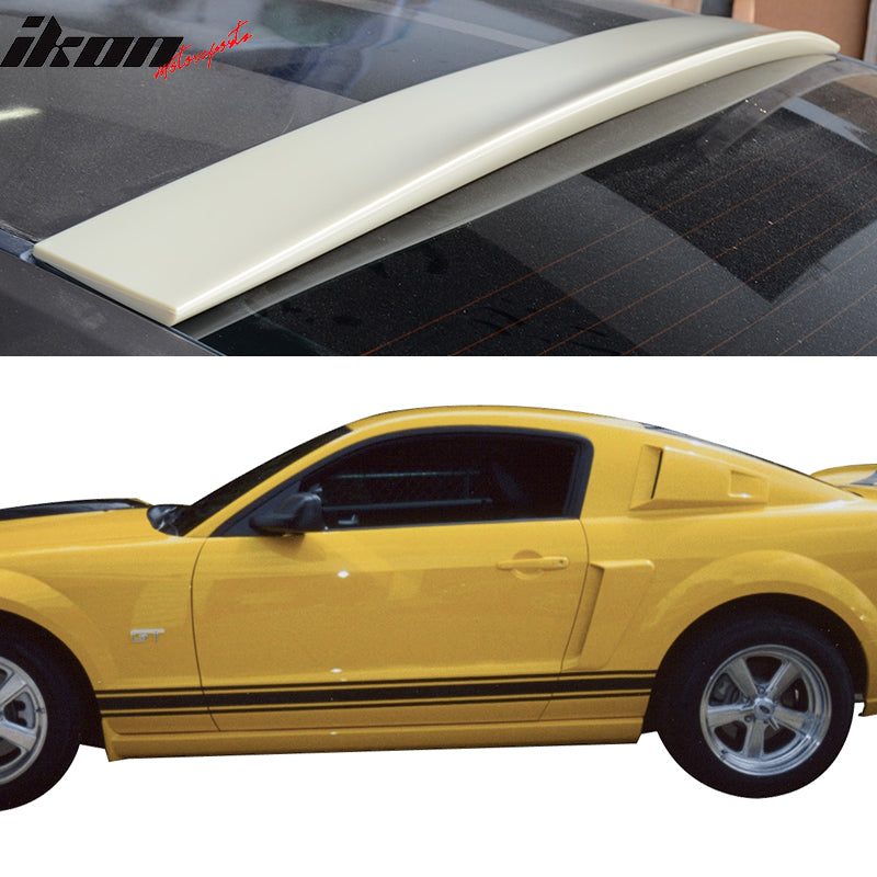 Roof Spoiler+ Side Scoop + Window Louvers Compatible With 2005-2009 Ford Mustang, EL Style ABS Plastic PU Unpainted Air Dam Chin Scoop Cover Sun Shade by IKON MOTORSPORTS, 2006 2007 2008