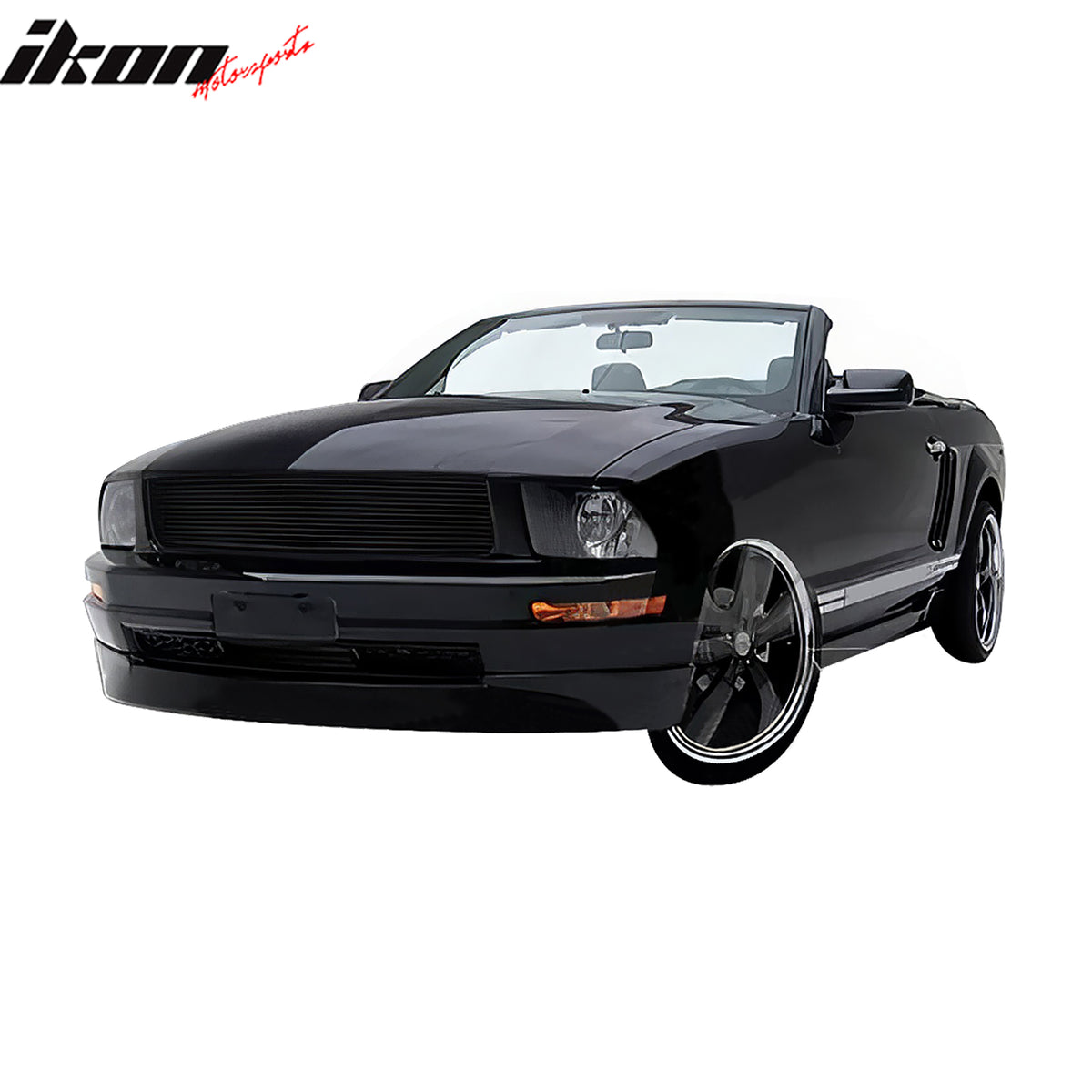 IKON MOTORSPORTS Front Upper Grille, Compatible with 2005-2009 Ford Mustang V6/LX, Black + Material Replacement Front Bumper Hood Grill Assembly 1PC