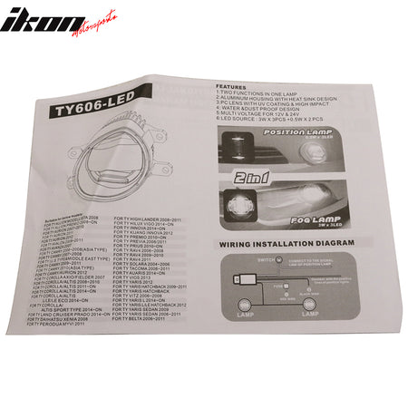 Fits Ford Mustang Focus 2PCS Front Fog Lights Lamps Clear Lens W/Wire Harness