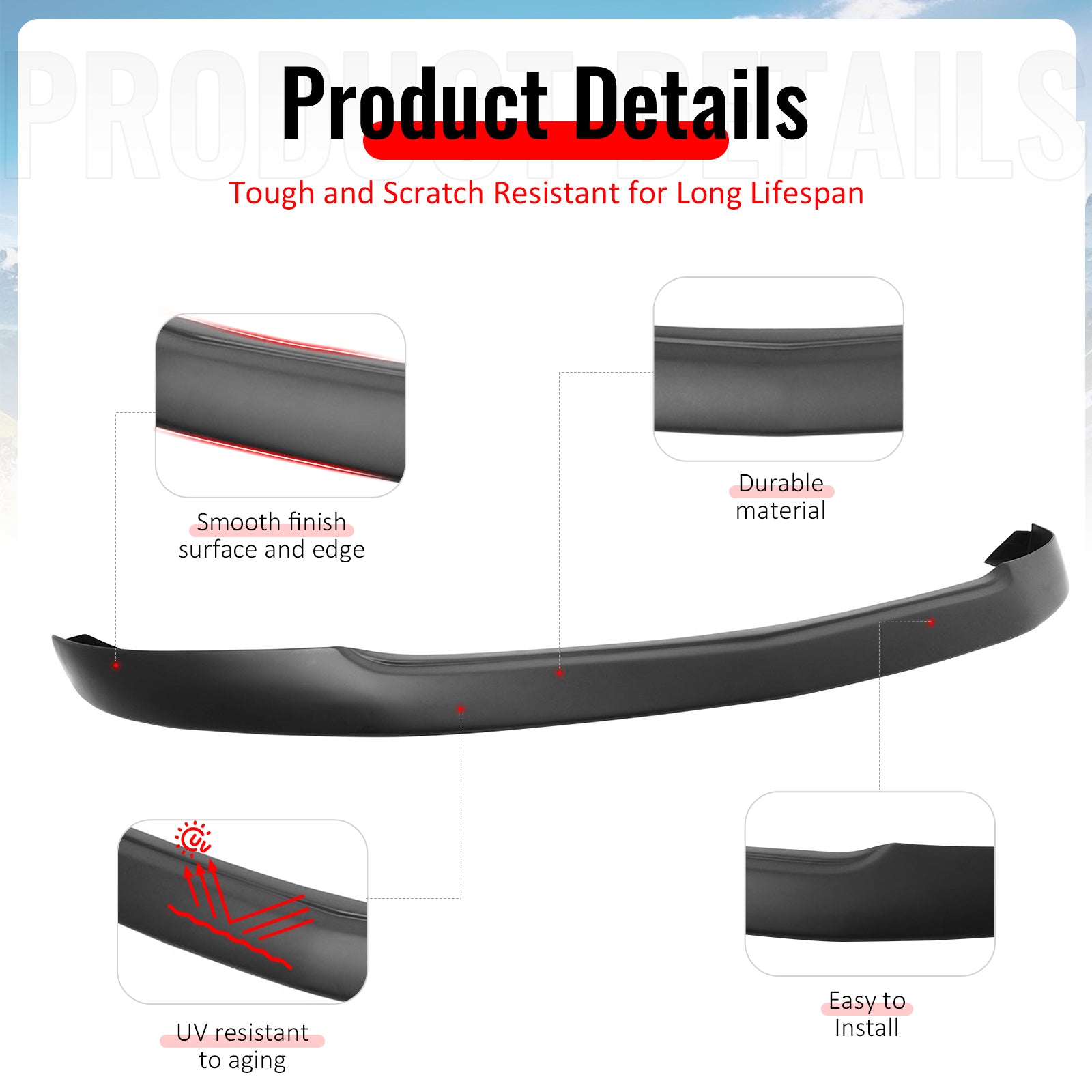 Fits 05-09 Ford Mustang GT V8 Front Bumper Lip Matte Black Spoiler 1PC Splitter