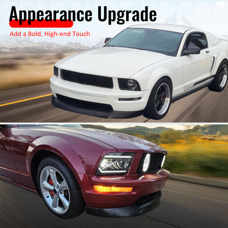 Fits 05-09 Ford Mustang GT V8 Front Bumper Lip Matte Black Spoiler 1PC Splitter