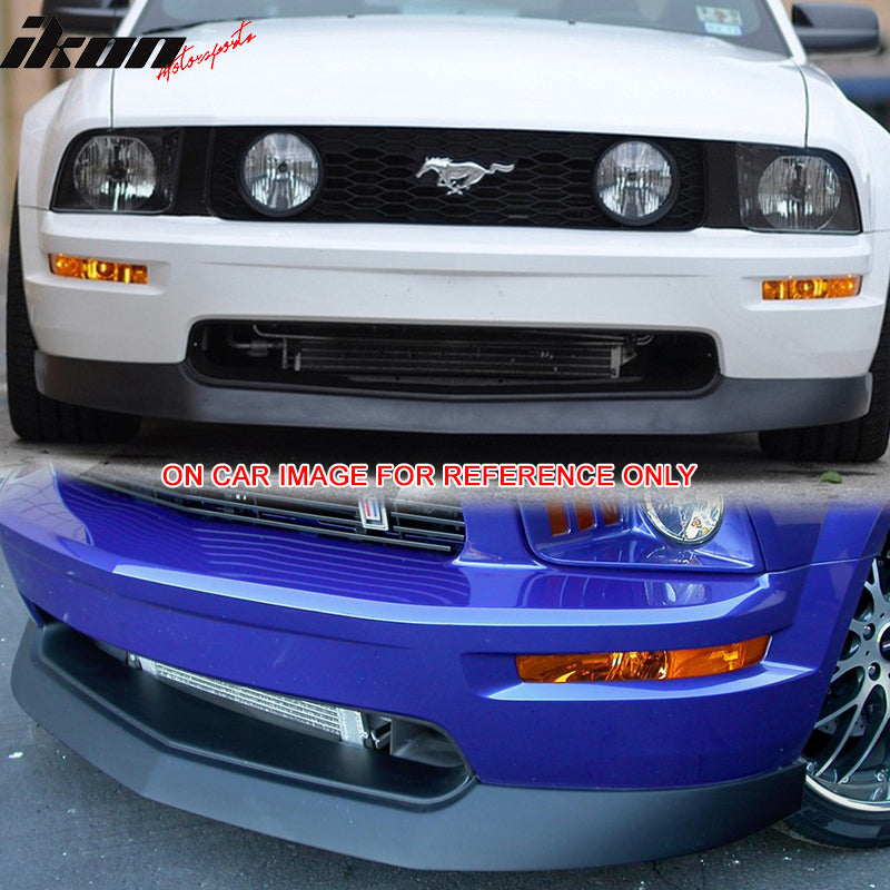 Pre-painted Front Bumper Lip Compatible With 2005-2009 Ford Mustang Bullitt/GT (4.6L V8) , IKC Style PU Painted Ebony (Color Code # UA) Spoiler Splitter by IKON MOTORSPORTS, 2006 2007 2008