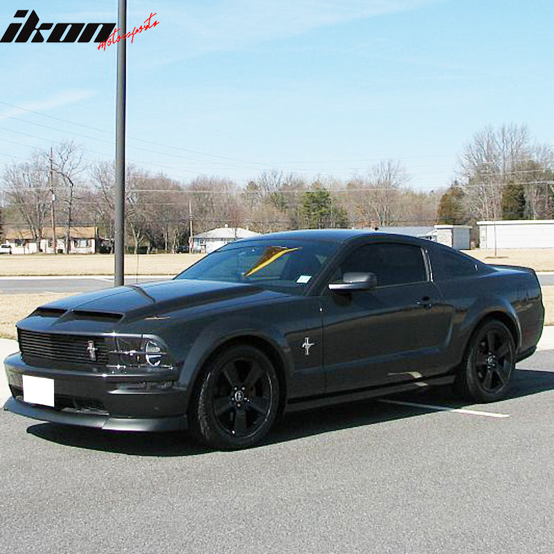 Front Bumper Lip Compatible With 2005-2009 Ford Mustang Bullitt/GT (4.6L V8) Only, CV Type 2 Style Black Urethane PU Guard Protection Finisher Under Chin Spoiler by IKON MOTORSPORTS, 2006 2007 2008