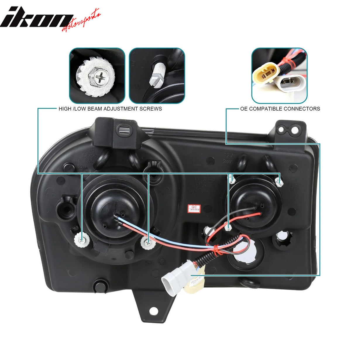 2005 - 2010 Chrysler 300 Clear Chrome Front Projector Head Lights PairIkon Motorsports