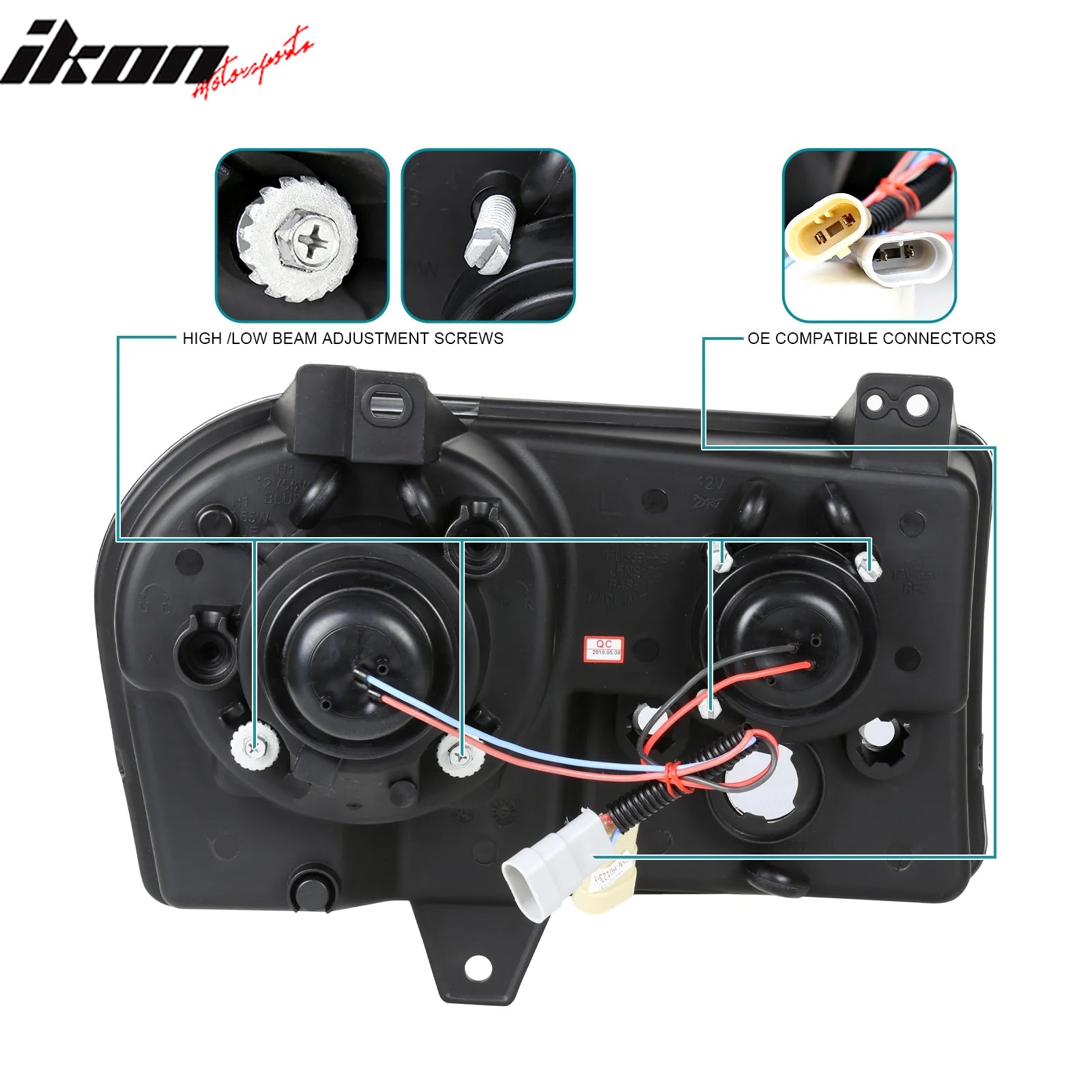 2005 - 2010 Chrysler 300 Clear Chrome Front Projector Head Lights PairIkon Motorsports