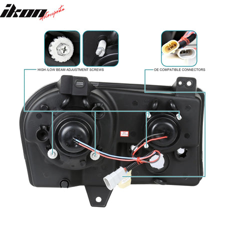 2005 - 2010 Chrysler 300 Clear Chrome Front Projector Head Lights PairIkon Motorsports