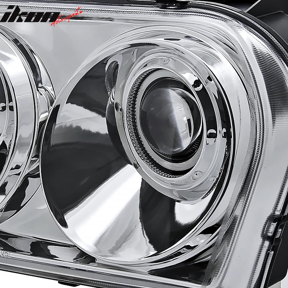 2005 - 2010 Chrysler 300 Clear Chrome Front Projector Head Lights PairIkon Motorsports