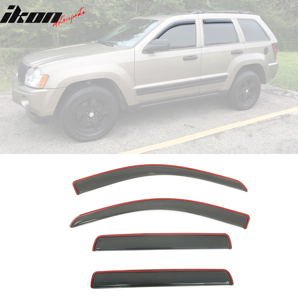 2005-2010 Jeep Grand Cherokee In Channel Window Visors Rain Deflectors