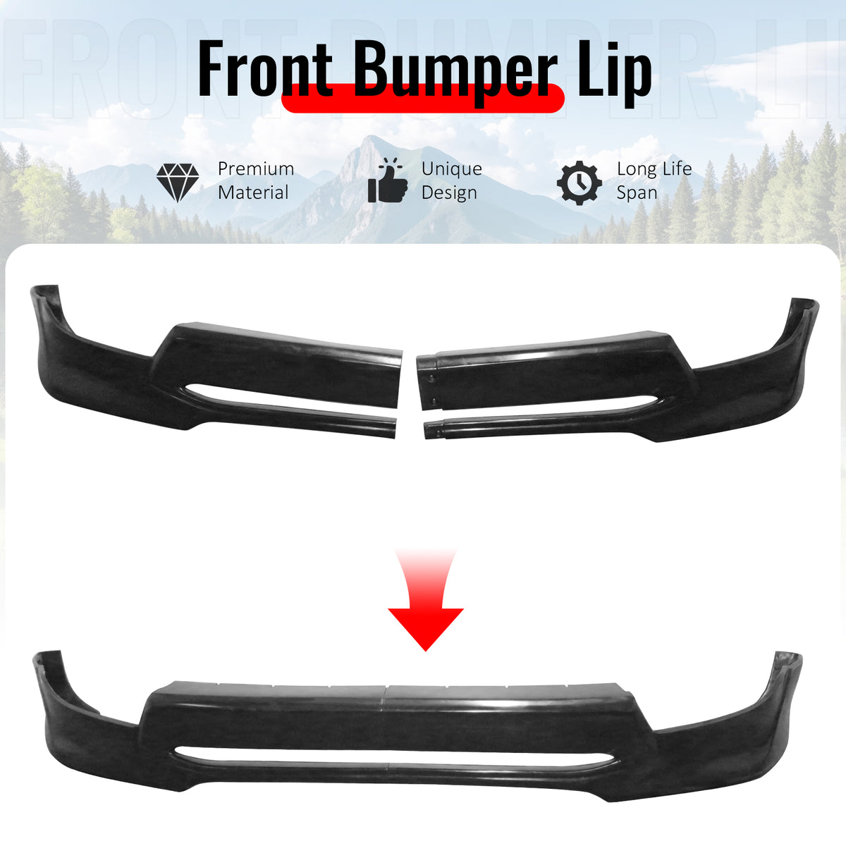 Fits 05-11 Toyota Tacoma IKON Style Front Bumper Lip Spoiler Unpainted PU 2PCS