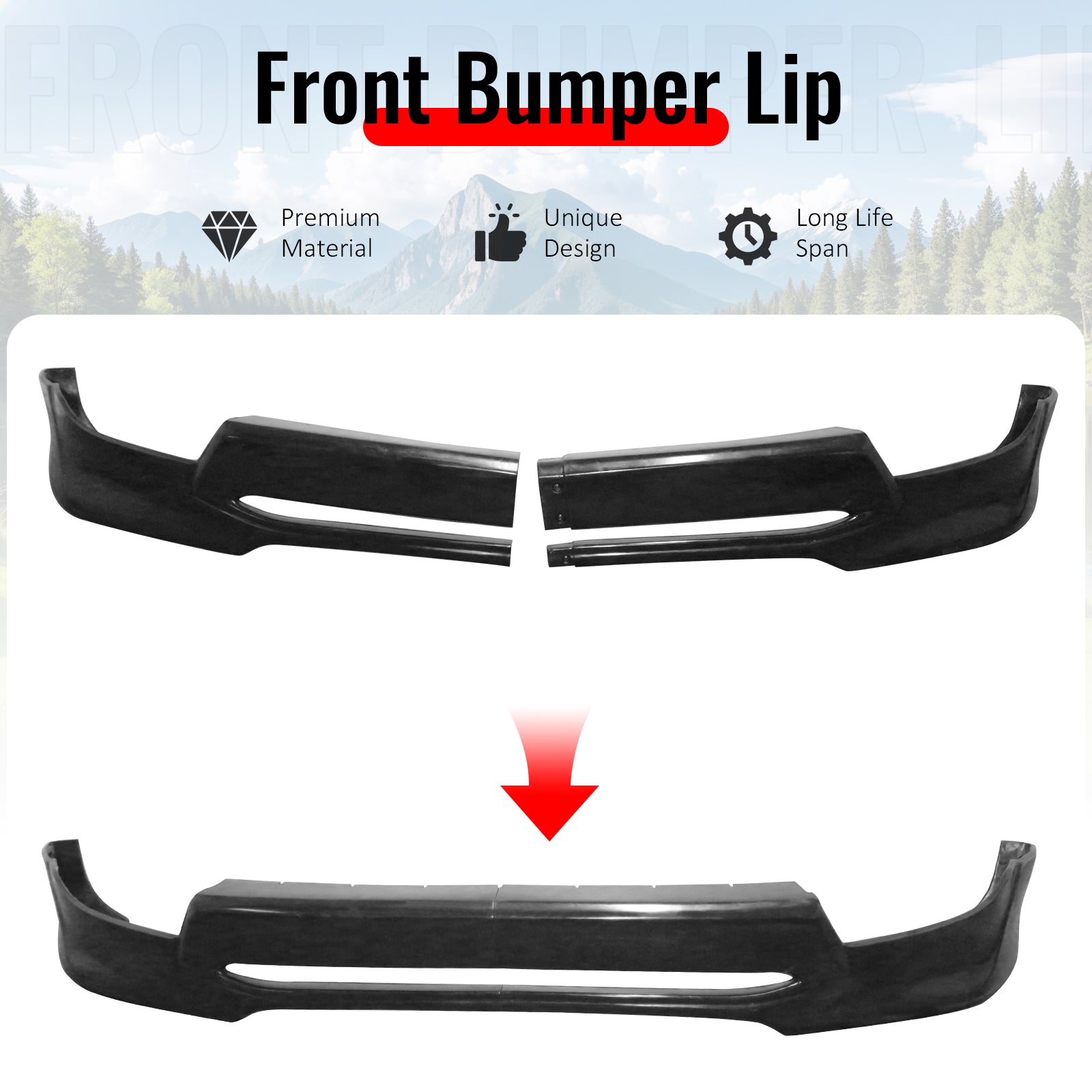 Fits 05-11 Toyota Tacoma IKON Style Front Bumper Lip Spoiler Unpainted PU 2PCS