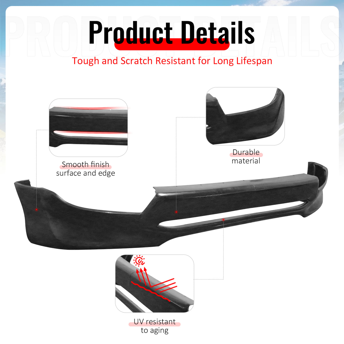 Fits 05-11 Toyota Tacoma IKON Style Front Bumper Lip Spoiler Unpainted PU 2PCS