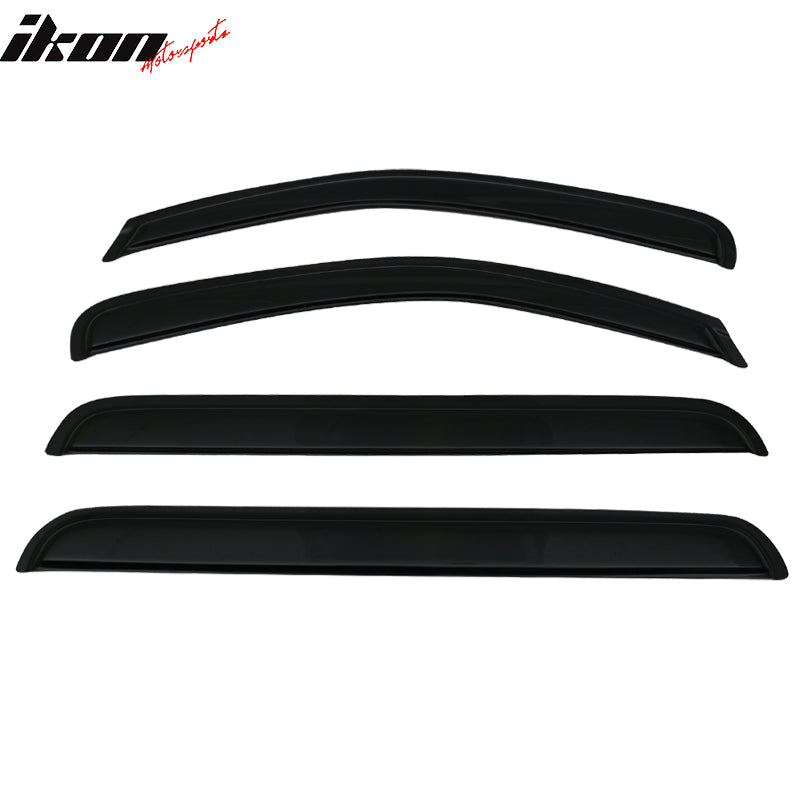 IKON MOTORSPORTS Window Visor, Compatible With 2005-2012 Nissan Pathfinder, Slim Style Acrylic Black Sun Rain Wind Guards Cover 4Pcs Set, 2006 2007 2008 2009 2010 2011