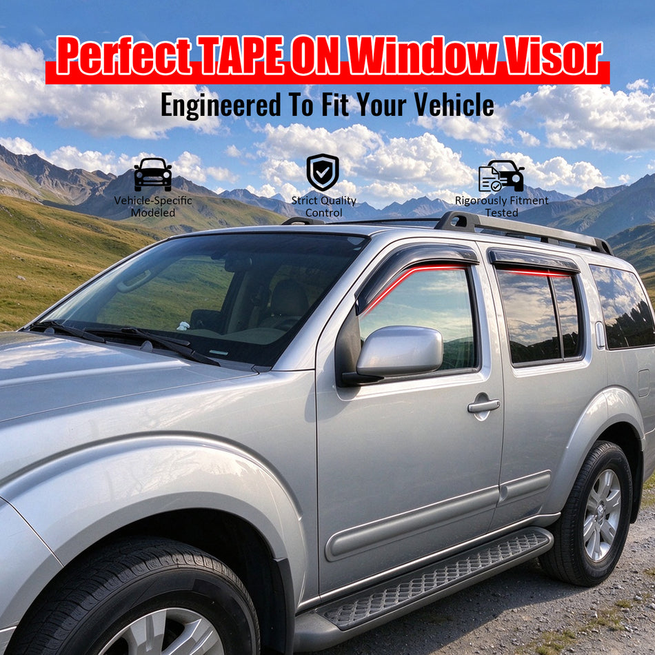 Fit 2005-2012 Nissan Pathfinder Slim Style Acrylic Window Visors Rain Guard