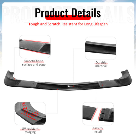 For 05-13 Chevy Corvette C6 Base ZR1 Style Front Bumper Lip Lower Spoiler PU 3PC