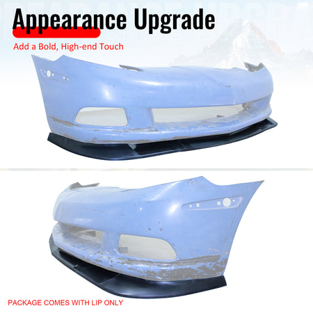 For 05-13 Chevy Corvette C6 Base ZR1 Style Front Bumper Lip Lower Spoiler PU 3PC
