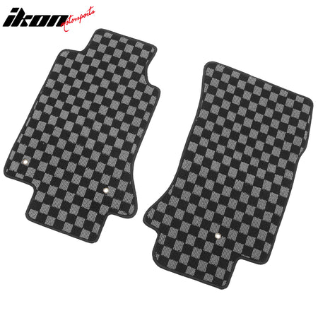 Fits 05-13 Corvette C6 Floor Mats Non-Slip Carpets Checkered Black Gray Plaid