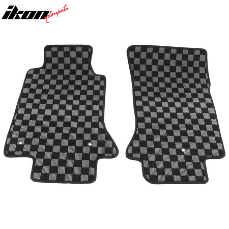 Fits 05-13 Corvette C6 Floor Mats Non-Slip Carpets Checkered Black Gray Plaid