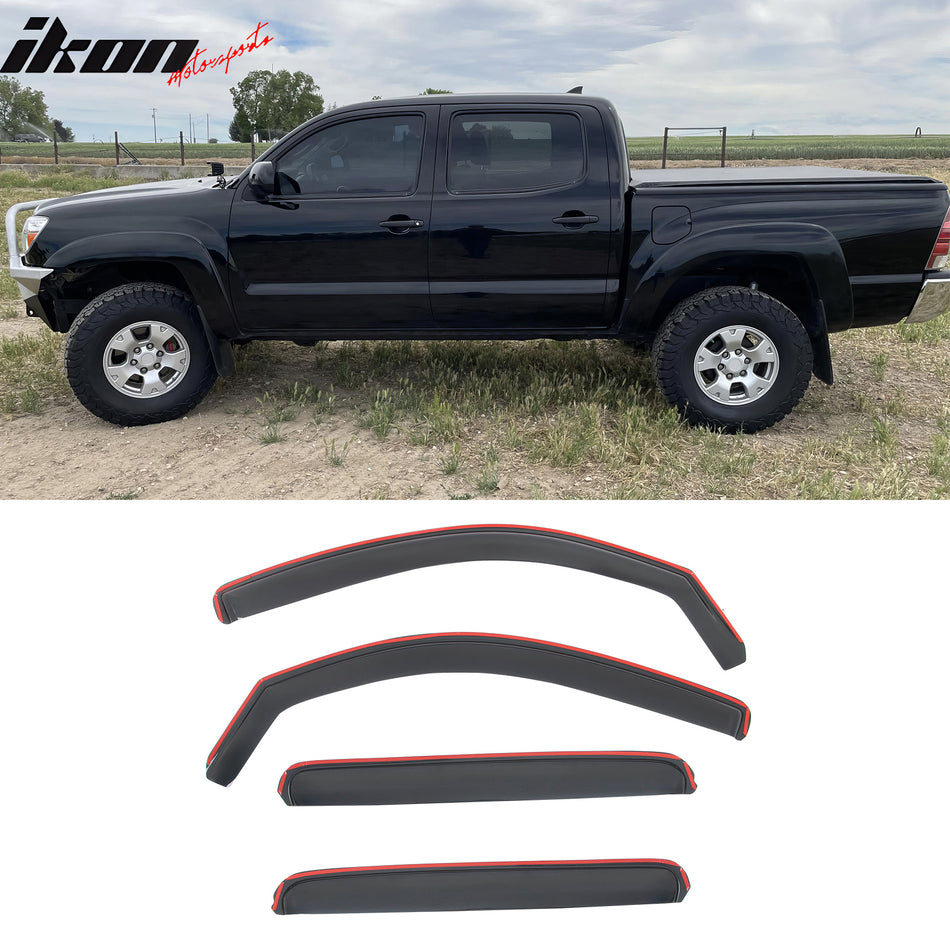 2005-2015 Toyota Tacoma Double Cab In-Channel Window Visors Rain Shade