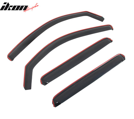 IKON MOTORSPORTS In Channel Window Visors Compatible with 2005-2015 Toyota Tacoma Double Cab, Slim Style Acrylic Smoke Rain Guards, Side Window Wind Deflectors 4PCS