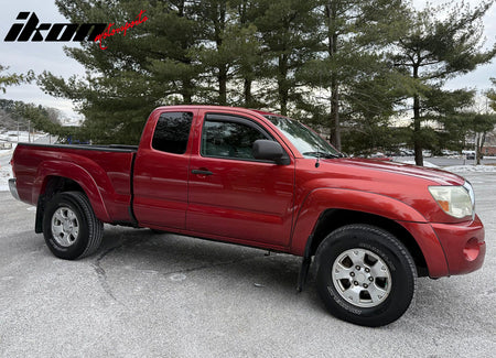 IKON MOTORSPORTS In Channel Window Visors Compatible with 2005-2015 Toyota Tacoma Access Cab, Slim Style Acrylic Smoke Rain Guards, Side Window Wind Deflectors 2PCS