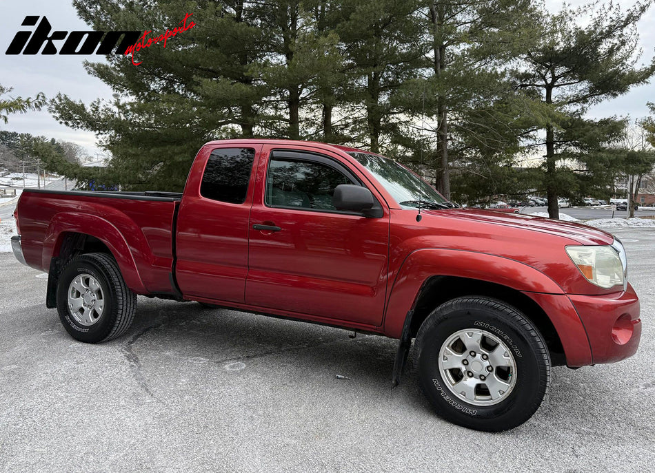 IKON MOTORSPORTS In Channel Window Visors Compatible with 2005-2015 Toyota Tacoma Access Cab, Slim Style Acrylic Smoke Rain Guards, Side Window Wind Deflectors 2PCS