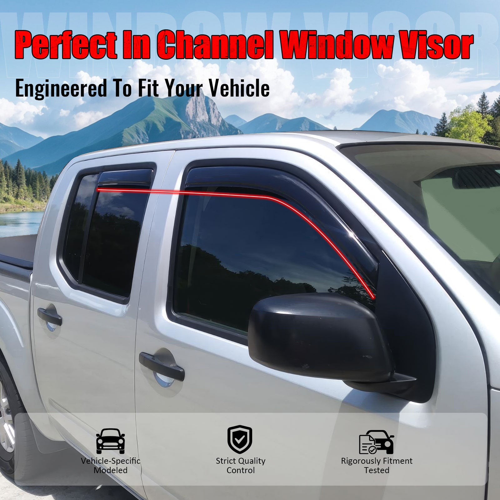 Fits 05-20 Nissan Frontier Double Cab 4PCS Window Visor Deflectors - In-Channel