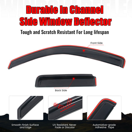 Fits 05-20 Nissan Frontier Double Cab 4PCS Window Visor Deflectors - In-Channel