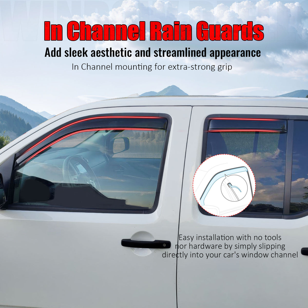 Fits 05-20 Nissan Frontier Double Cab 4PCS Window Visor Deflectors - In-Channel