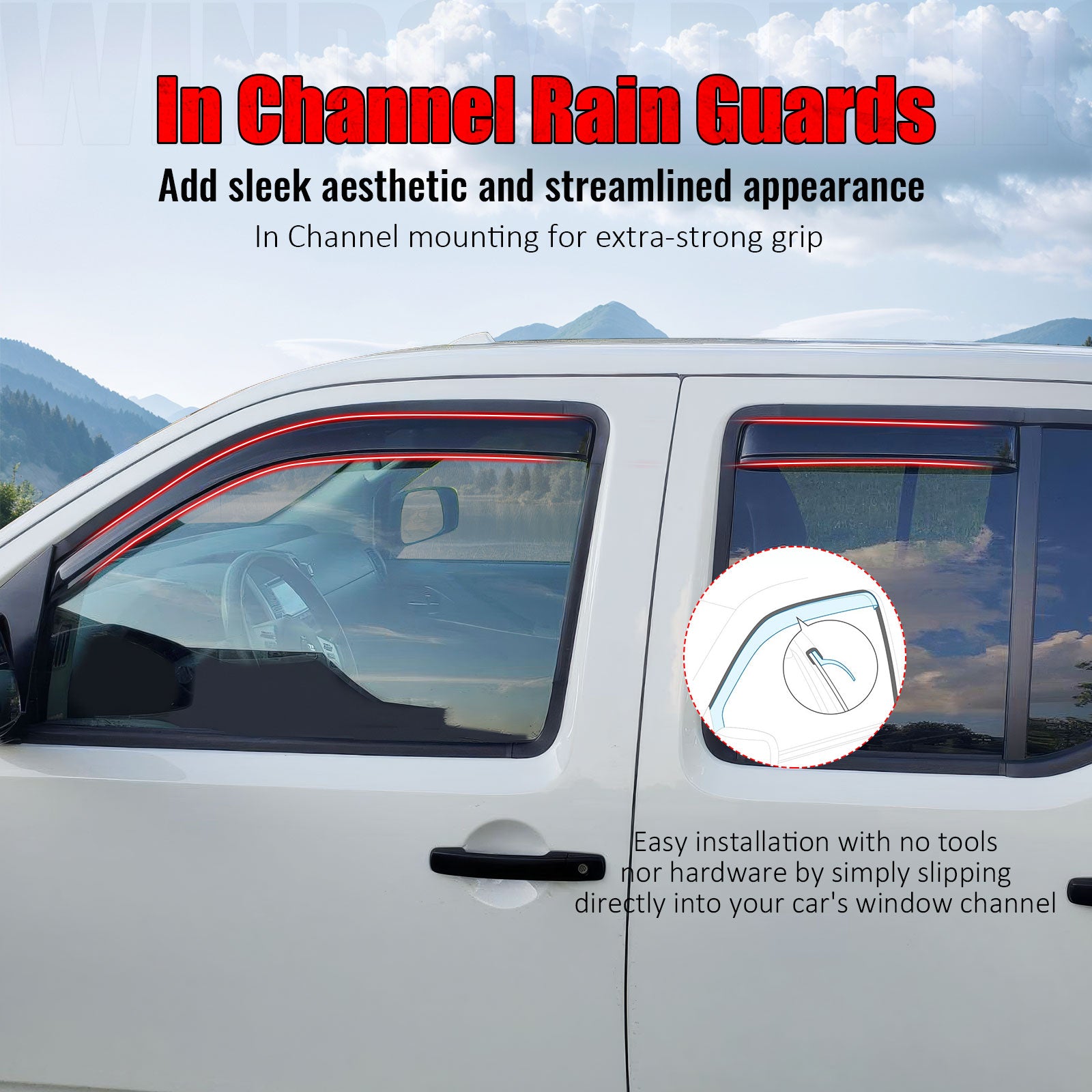 Fits 05-20 Nissan Frontier Double Cab 4PCS Window Visor Deflectors - In-Channel