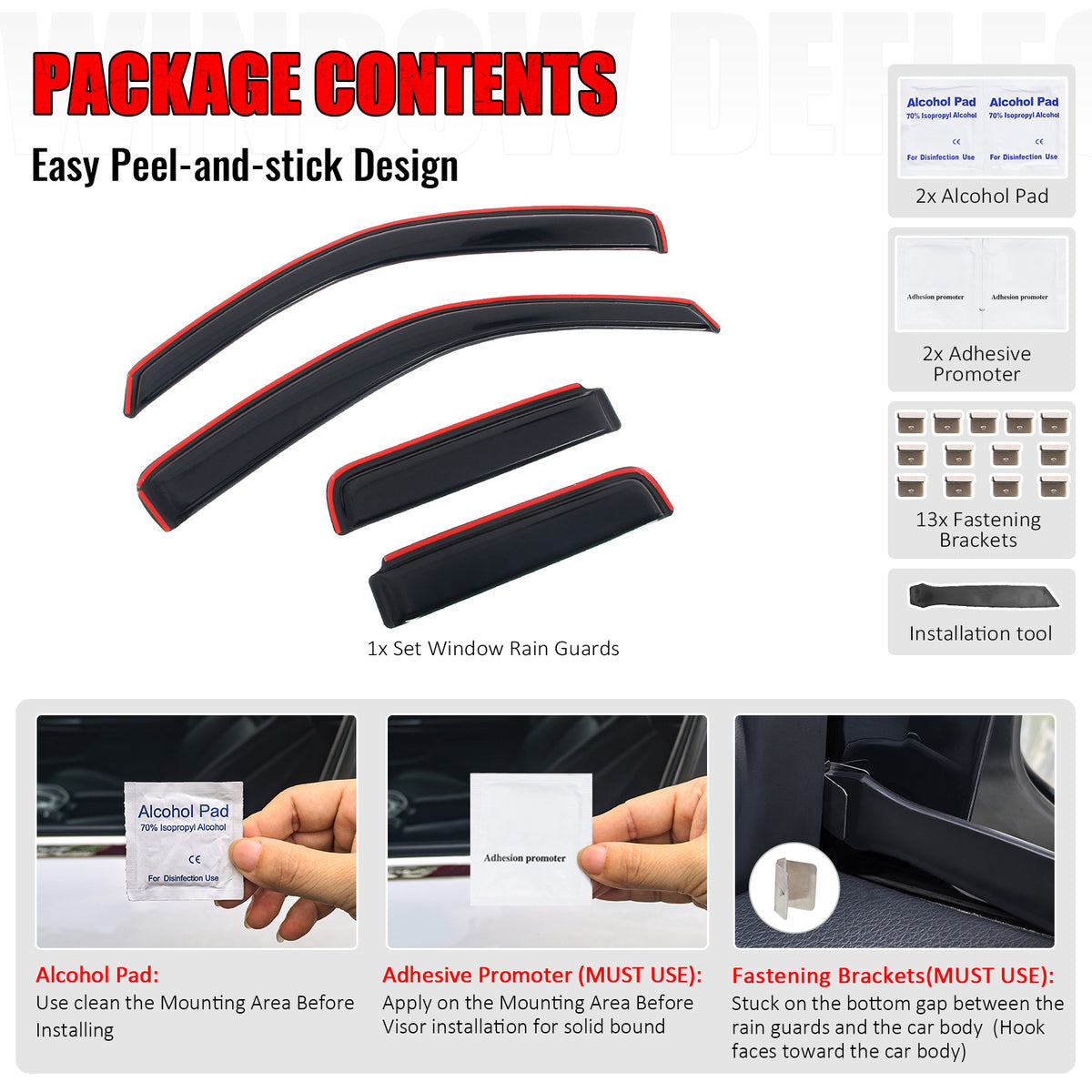 Fits 05-20 Nissan Frontier Double Cab 4PCS Window Visor Deflectors - In-Channel