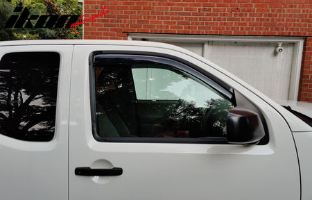 IKON MOTORSPORTS In Channel Window Visors Compatible with 2005-2021 Nissan Frontier Extended Cab, Slim Style Acrylic Smoke Rain Guards, Side Window Wind Deflectors 2PCS