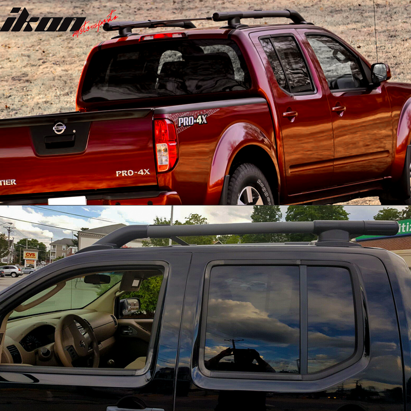 Roof Rack Cross Bars Compatible With 2005-2021 Nissan Frontier 4-Door, Factory Style Aluminum Roof Top Bar Luggage Carrier by IKON MOTORSPORTS