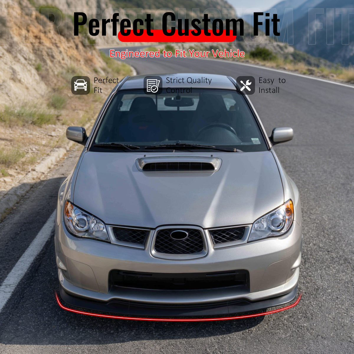 IKON MOTORSPORTS Front Bumper Lip, Compatible with 2006-2007 Subaru Impreza WRX All Models, Carbon Fiber Print PP Air Dam Chin Spoiler Protector Splitter 3PCS
