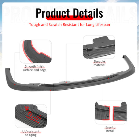 Fits 06-07 Subaru Impreza WRX Front Bumper Lip Spoiler 3PCS Carbon Fiber Print