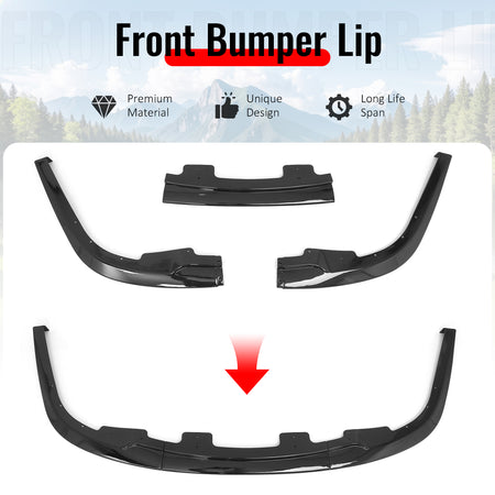 Fits 06-07 Subaru Impreza WRX Gloss Black Front Bumper Lip Spoiler PP 3PCS Set