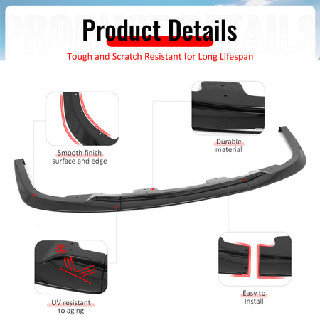 Fits 06-07 Subaru Impreza WRX Gloss Black Front Bumper Lip Spoiler PP 3PCS Set
