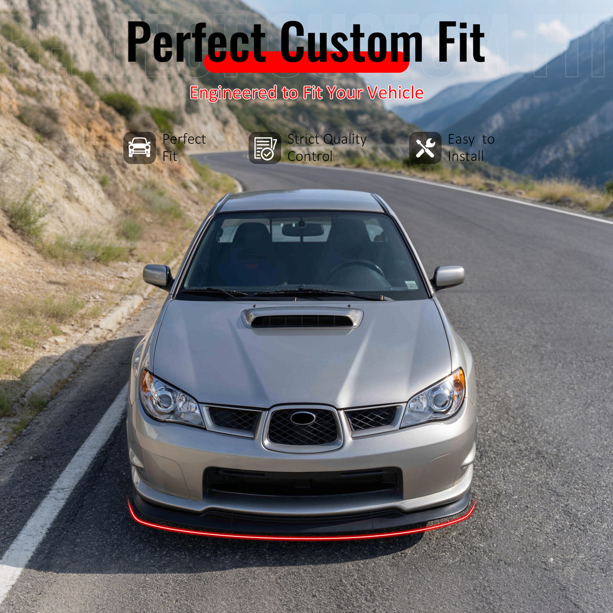 IKON MOTORSPORTS Front Bumper Lip, Compatible with 2006-2007 Subaru Impreza WRX All Models, Matte Black PP Air Dam Chin Spoiler Protector Splitter 3PCS