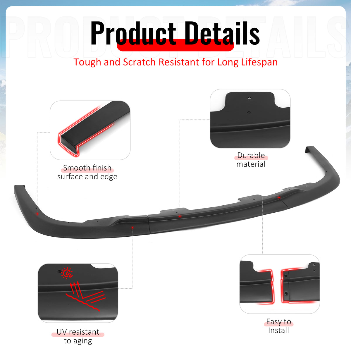 Fits 06-07 Subaru Impreza WRX Matte Black Front Bumper Lip Spoiler PP 3PCS Set