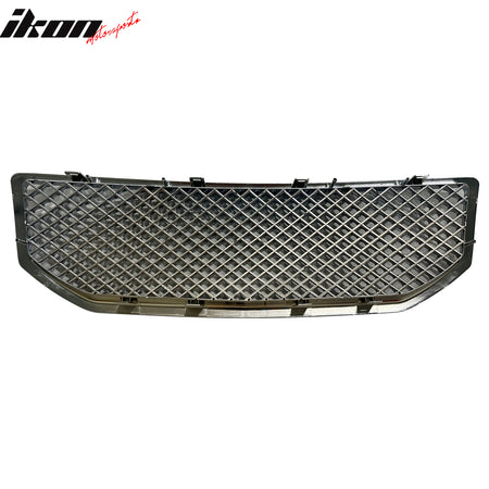 IKON MOTORSPORTS Front Bumper Upper Grille, Compatible with 2006-2007 Dodge Caliber, Bentley Style Chrome ABS Plastic Replacement Front Bumper Grill Assembly