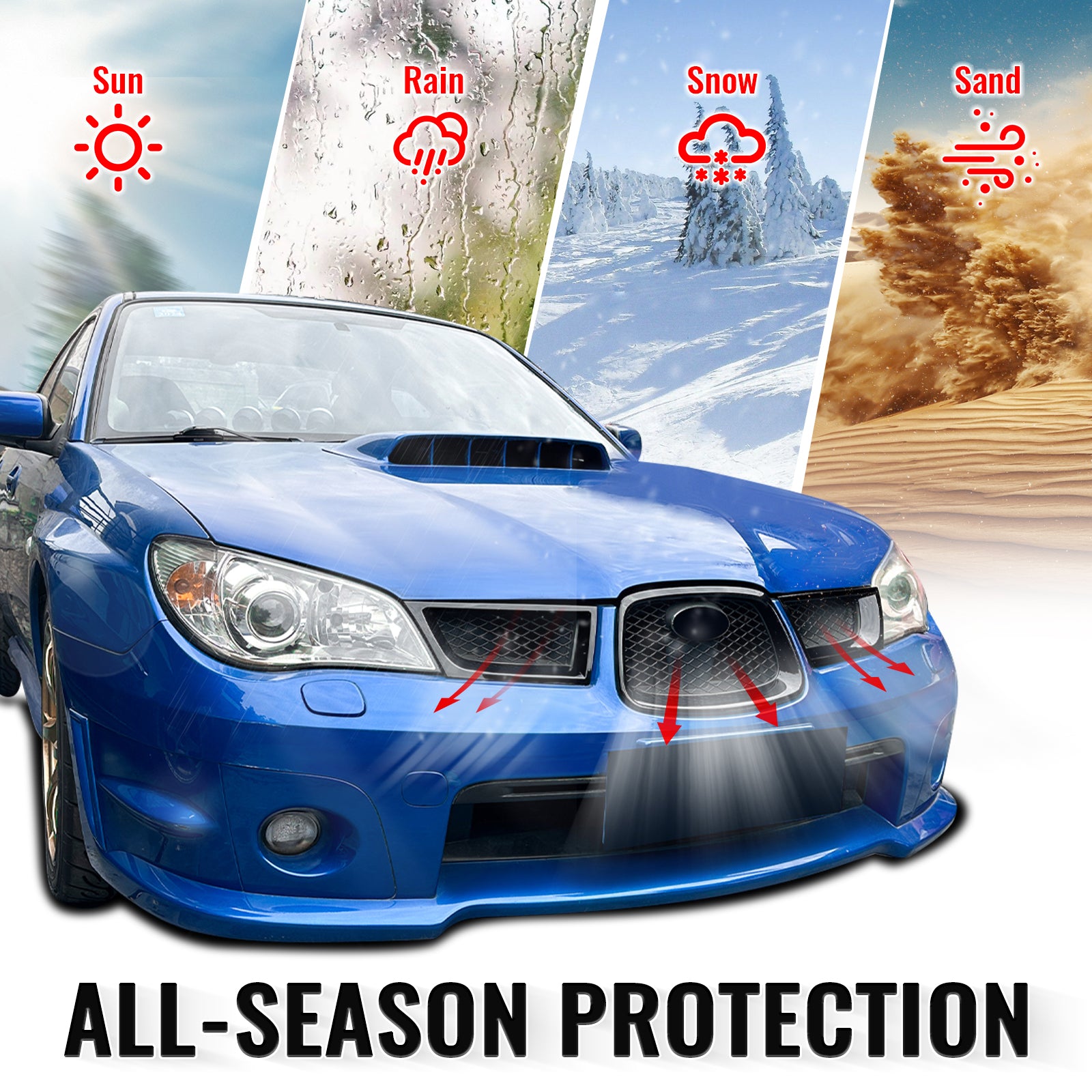 Fits 06-07 Subaru Impreza WRX OE Front Bumper Grille Cover Trim ABS Gloss Black