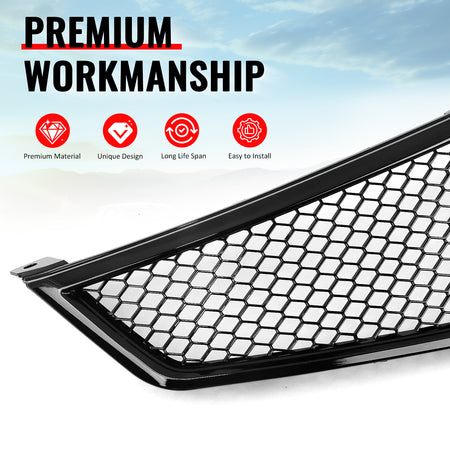 Fits 06-08 Acura TSX Honeycomb Style Front Bumper Upper Grille Gloss Black ABS