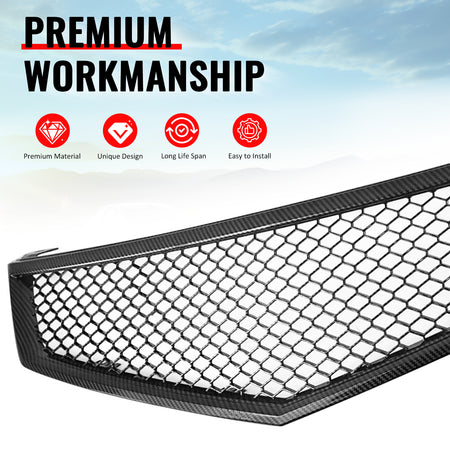Fits 06-08 Acura TSX Honeycomb Style Front Upper Grille Carbon Fiber Print ABS
