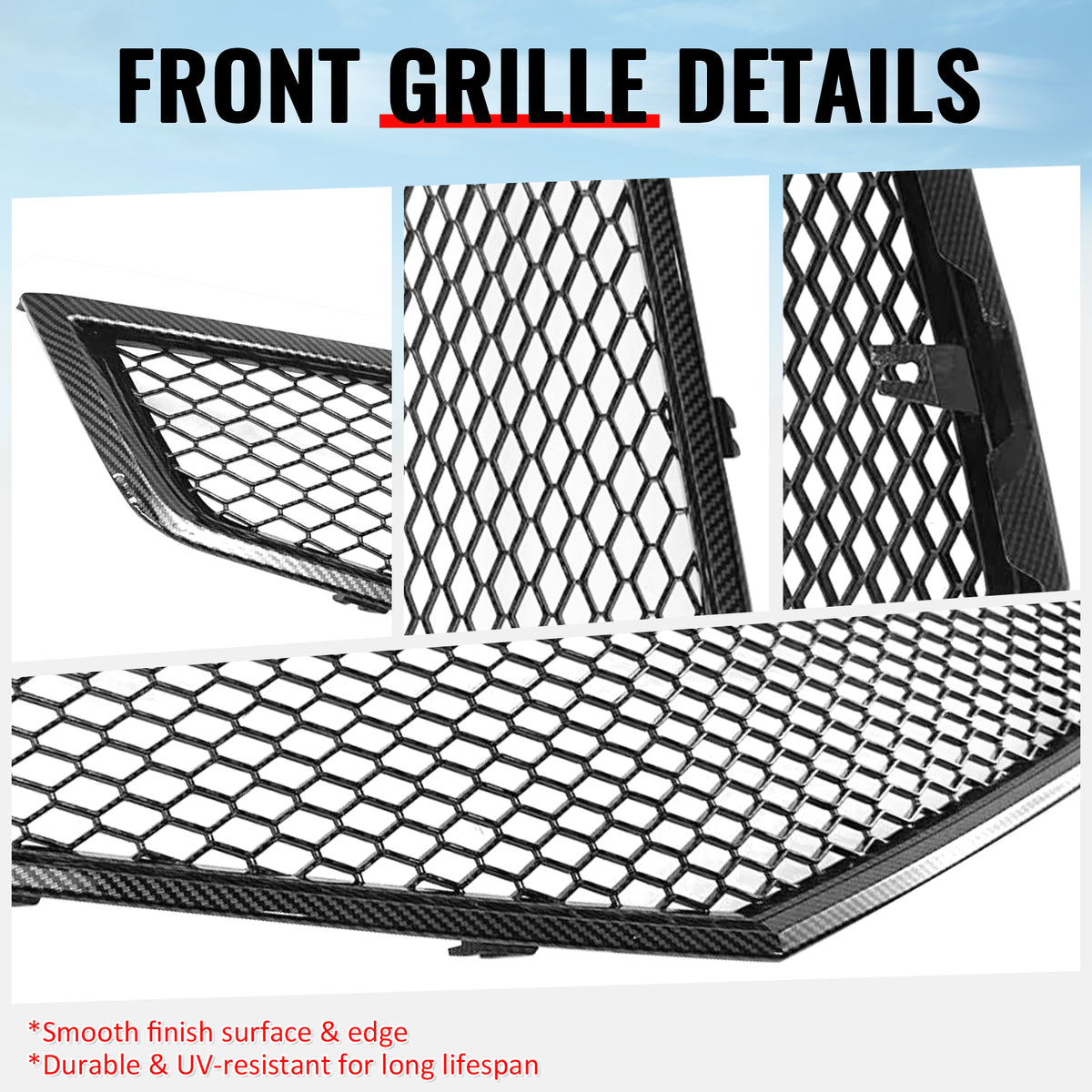 Fits 06-08 Acura TSX Honeycomb Style Front Upper Grille Carbon Fiber Print ABS